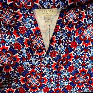 Sleeveless Dress Talbots Sheath Shift Geometrical print Blue Red Pink Size X